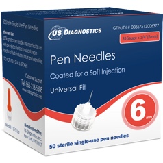 Insulin Pen Needles 31G 1/4” (6mm), 50/box